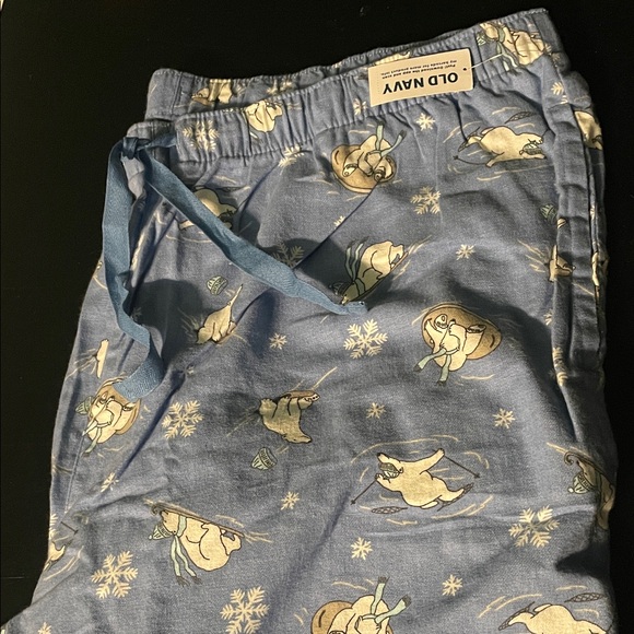 Old Navy Light Blue Polar Bear Snowflake Jogger Pajama Pants - Picture 3 of 4